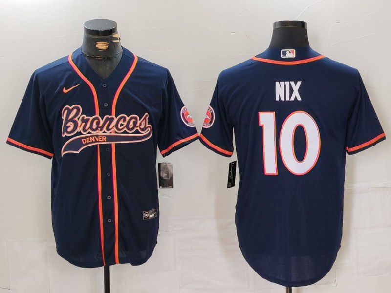 Men Denver Broncos #10 Nix Blue Joint Name 2024 Nike Limited NFL Jersey style 1